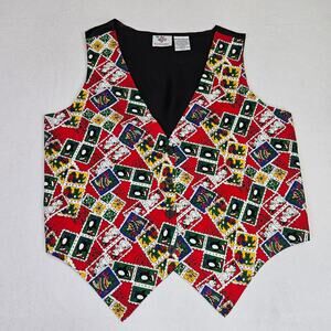 VTG 90s Christmas Vest Womens M Nutcracker Red Y2K Holiday Cottagecore Grandma